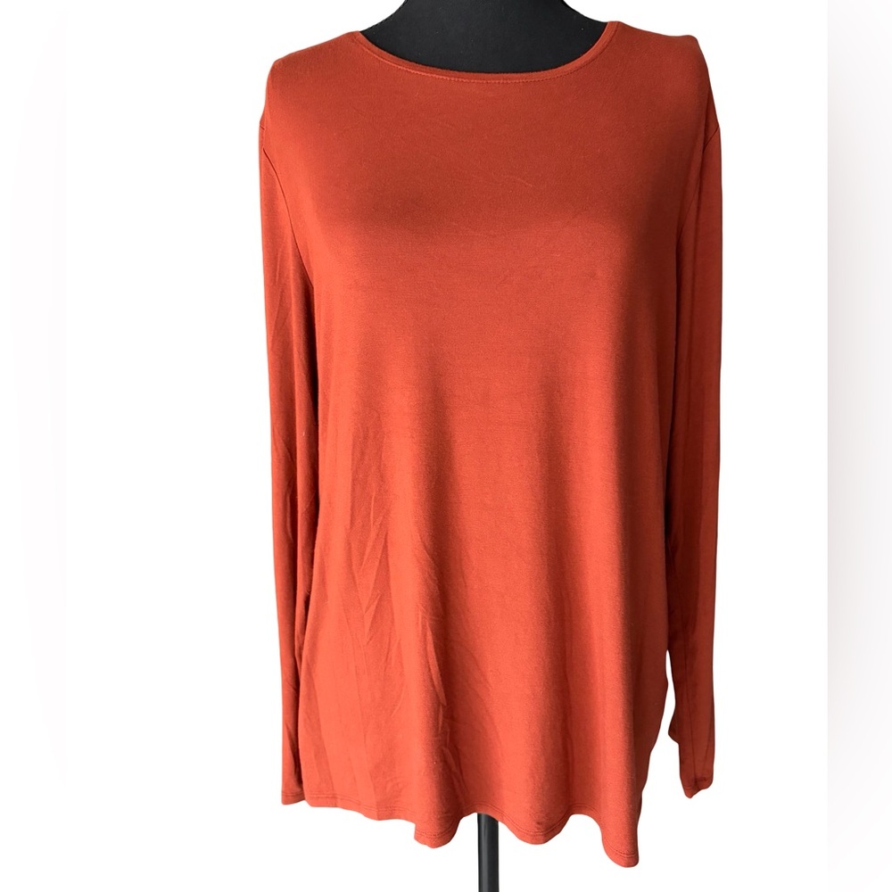 Chico's Long Sleeve Scoop Neck Top - Rust